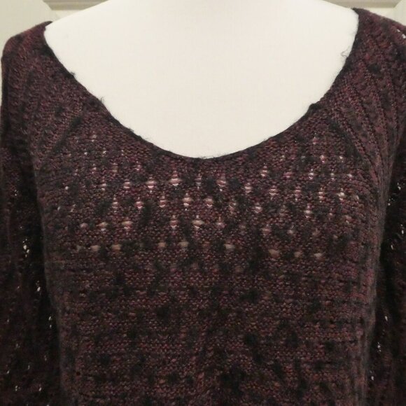 AE American Eagle Purple Crochet Bell Sleeve Wool Blend Boho Sweater Womens M - Picture 4 of 6